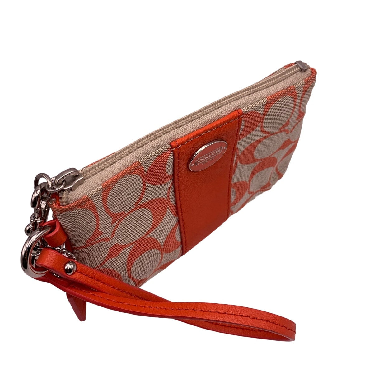 COACH Orange Signature Canvas Wristlet