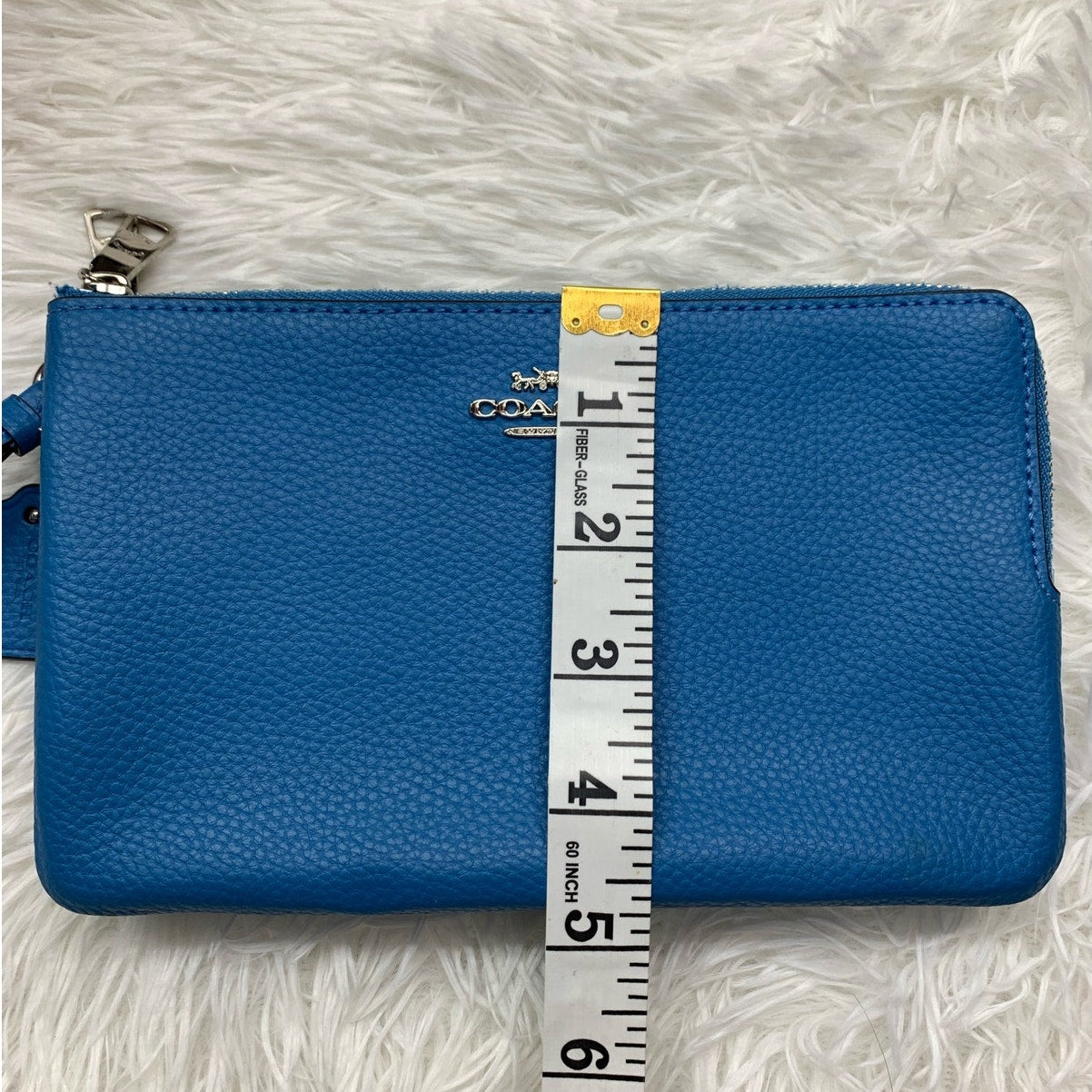 COACH Blue Double Zipper Wristlet with Card Slot