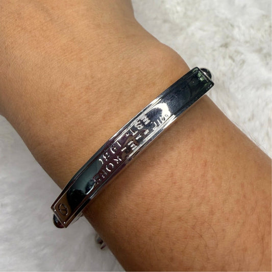 Michael Kors Silver Black Beaded Tag Bracelet