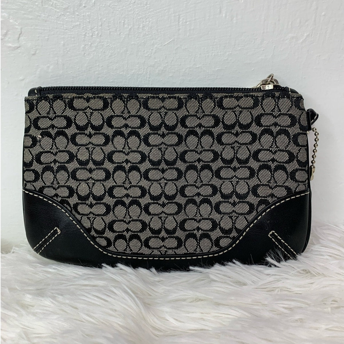 COACH Black Signature Canvas Wristlet