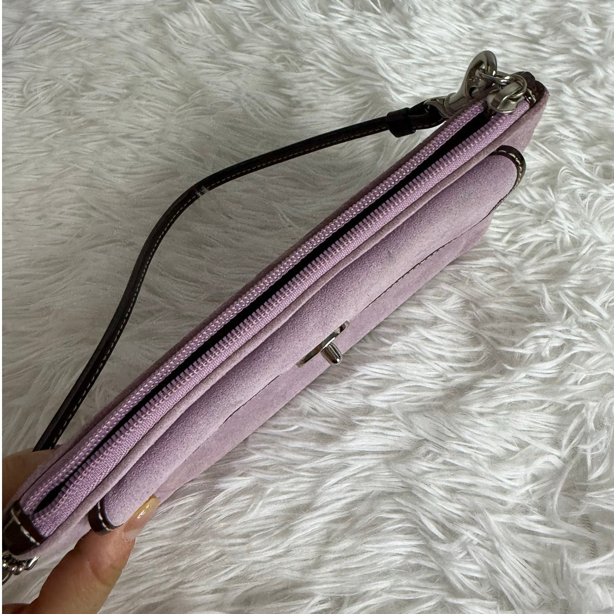 y2K COACH Suede Purple Wristlet
