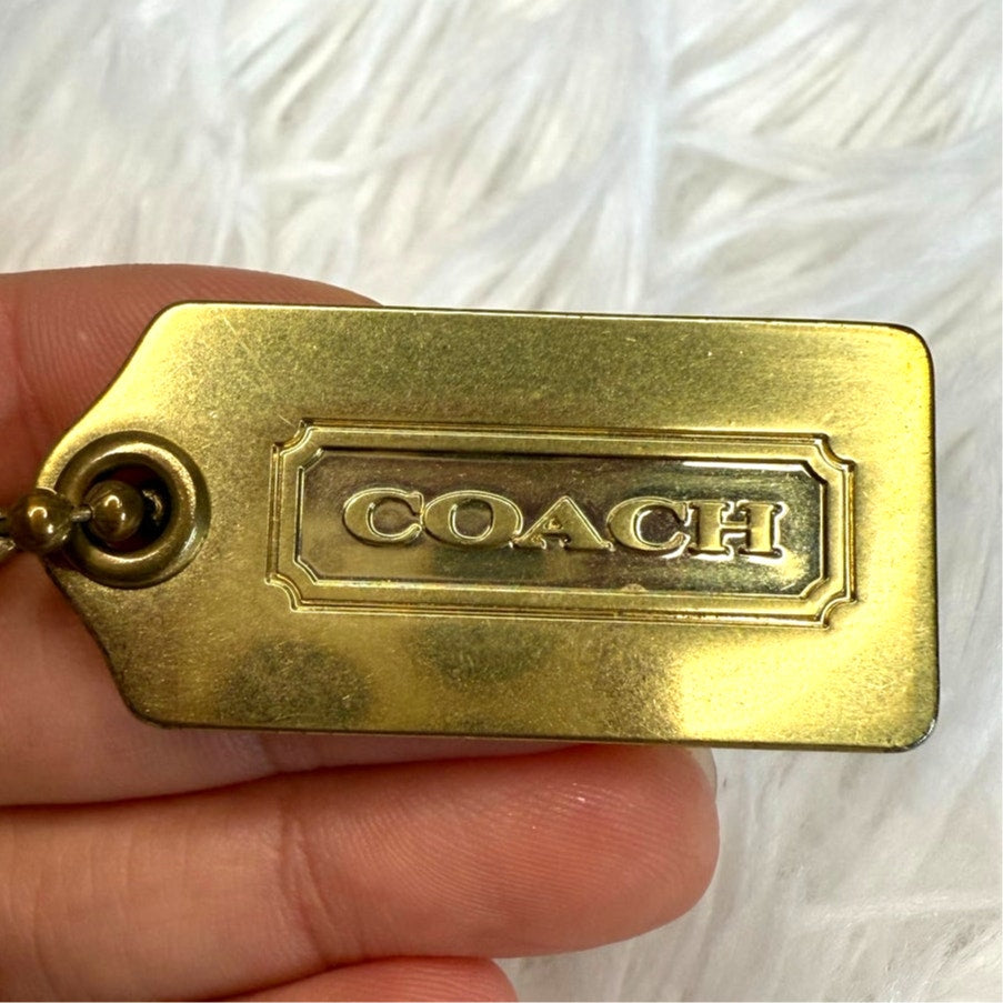 1.5” y2k COACH Gold Metal Fob Bag Charm Hang tag Hangtag