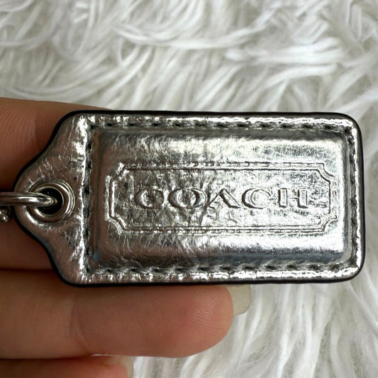 1.5" COACH Silver Metallic Fob Bag Charm Hang tag Hangtag