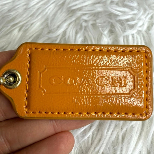 2" COACH Orange Patent Leather Fob Bag Charm Hang tag Hangtag