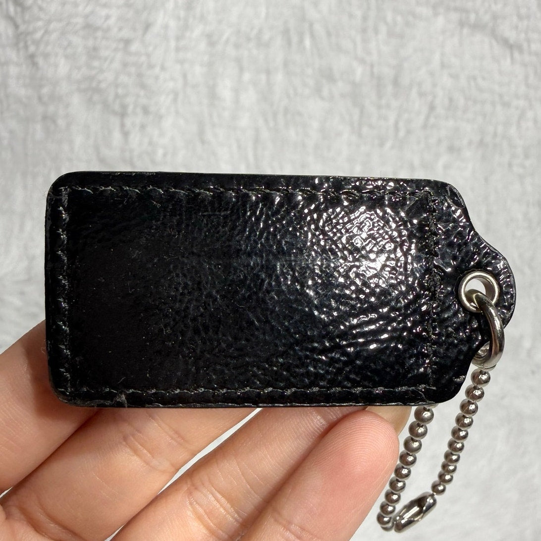 2" COACH Black Fob Bag Charm Hang tag Hangtag
