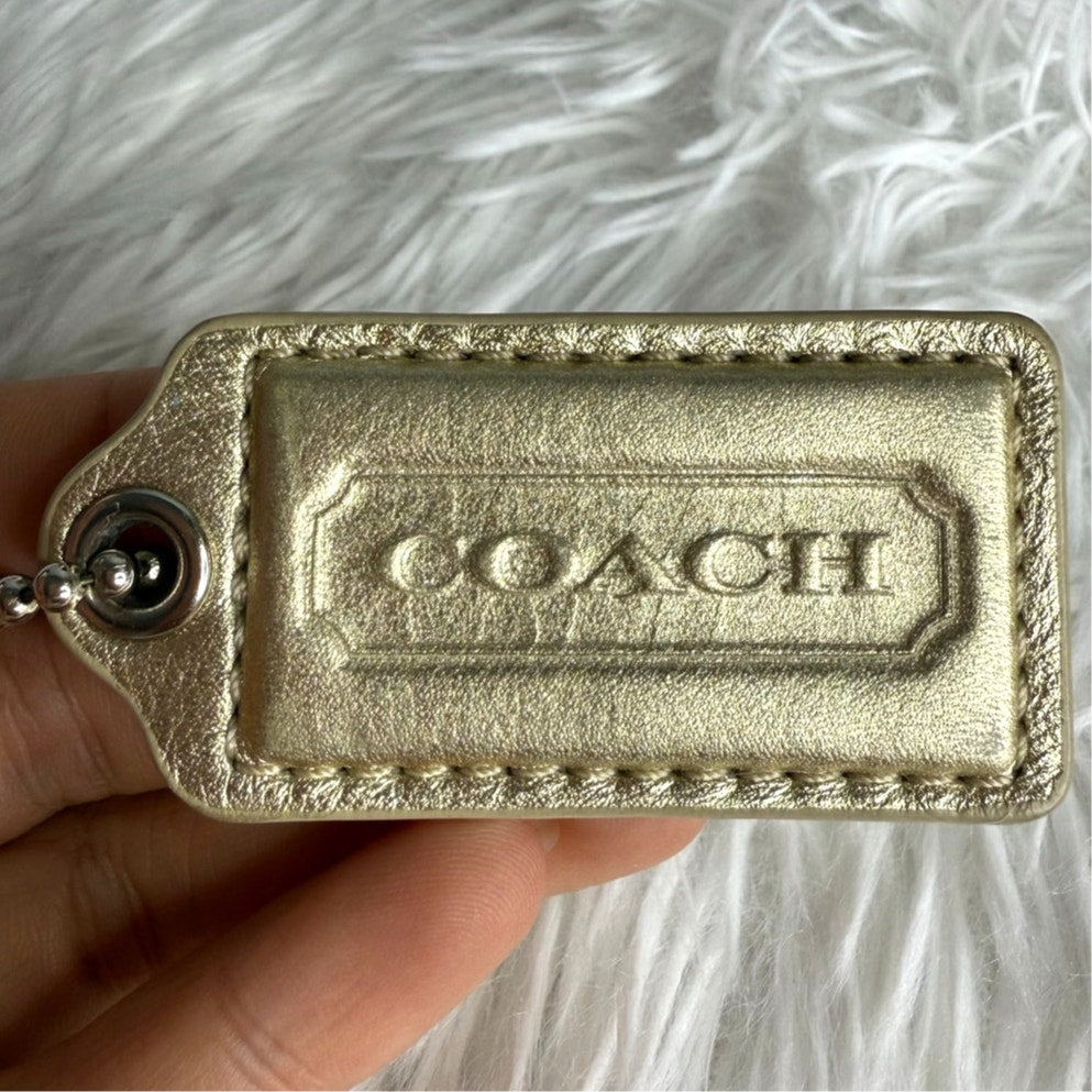 2.5" COACH Gold Fob Bag Charm Hang tag Hangtag