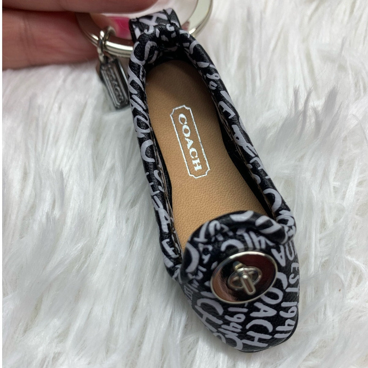 y2k COACH Slip on Shoe Graffiti Turnlock Bag Charm Key Chain