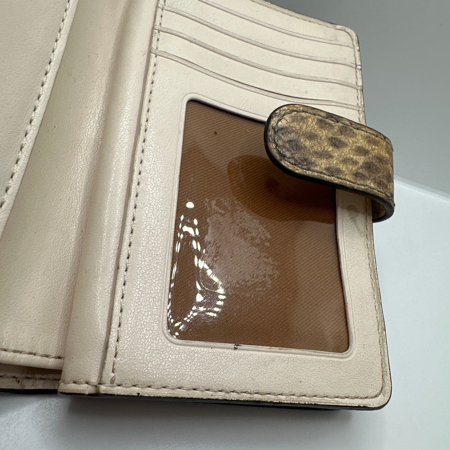 COACH Off White and Brown Signature Wallet