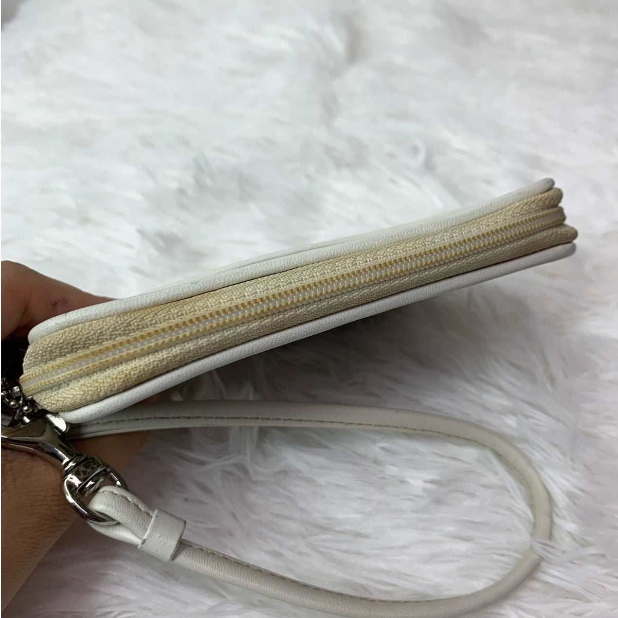 COACH Gray White Coated Canvas Wristlet