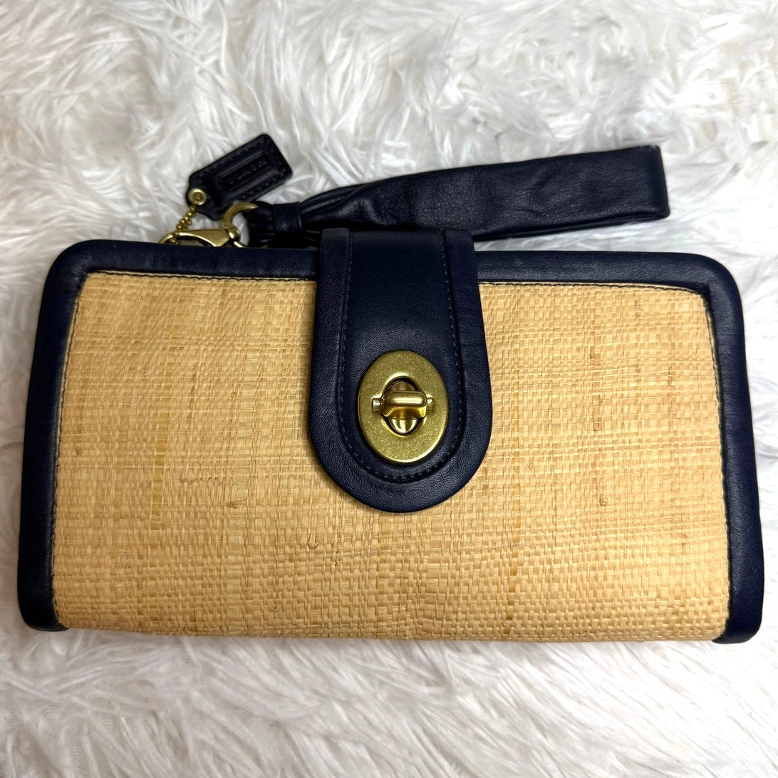y2k COACH Parker Turnlock Straw Clutch Wallet