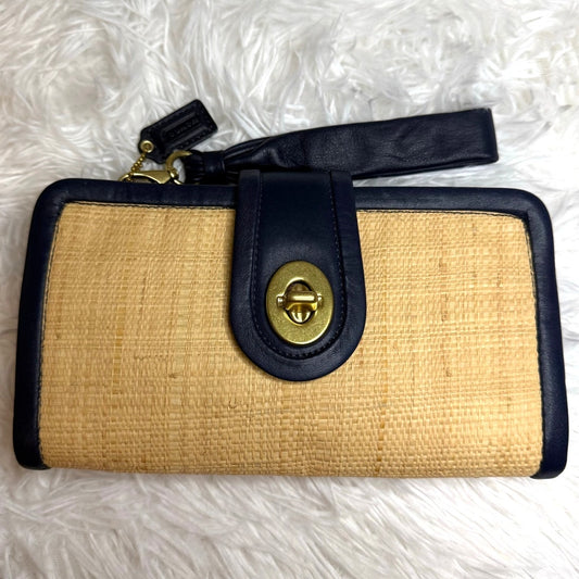 y2k COACH Parker Turnlock Straw Clutch Wallet
