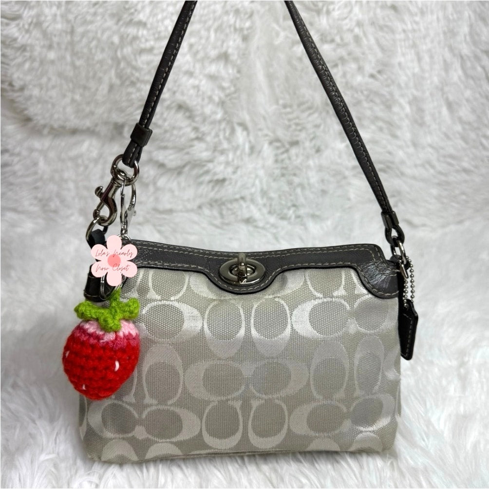 y2k COACH Gray Signature Canvas Mini Purse / Wristlet