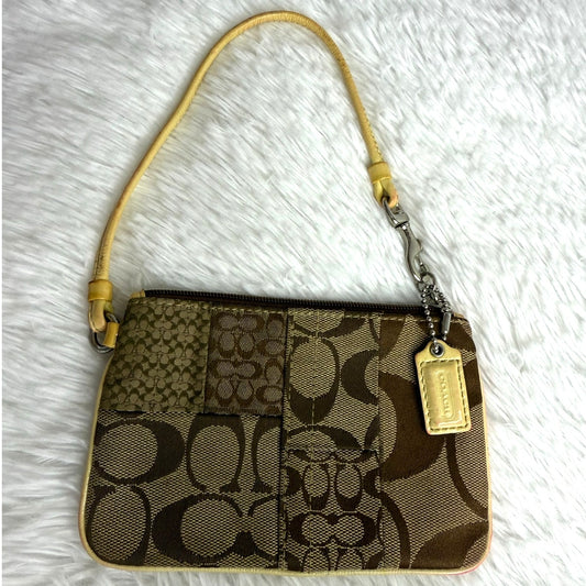 SALE COACH Signature Brown Wristlet