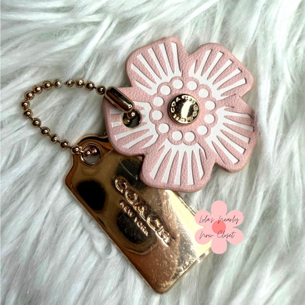 COACH Gold Tea Rose Flower Floral Bag Charm Hang Tag Hangtag