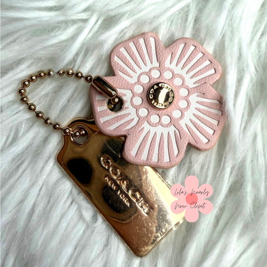 COACH Gold Tea Rose Flower Floral Bag Charm Hang Tag Hangtag