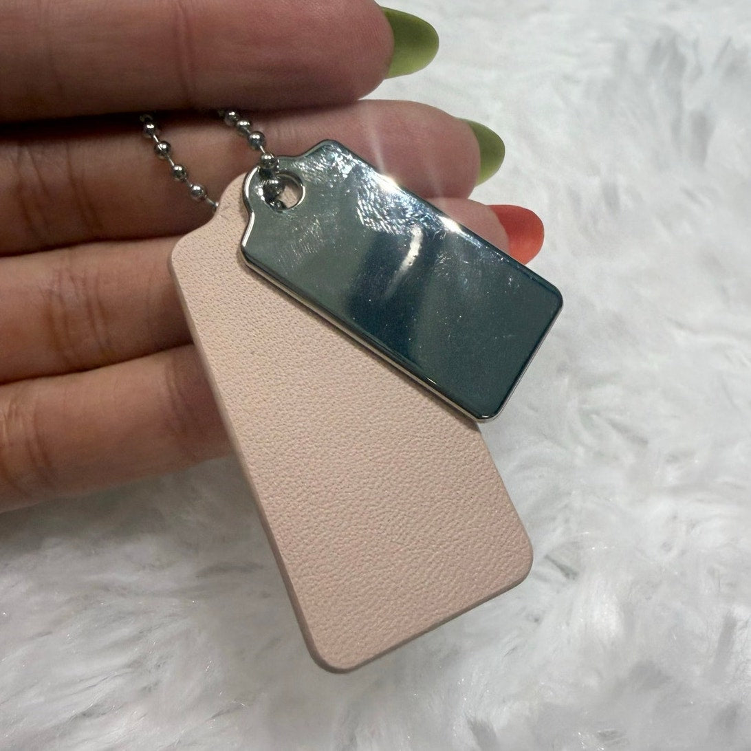 1.5" COACH Cream Silver Hang Tag Key Fob Bag Charm Set