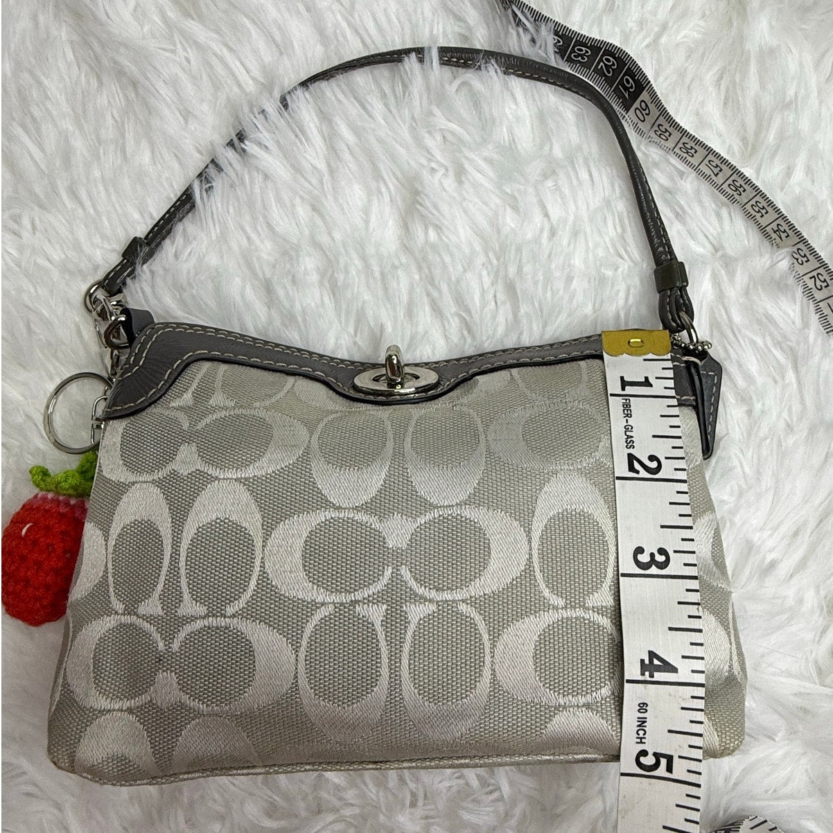 y2k COACH Gray Signature Canvas Mini Purse / Wristlet