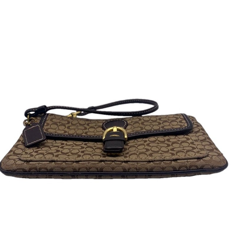 y2k COACH Brown Signature Canvas Wristlet
