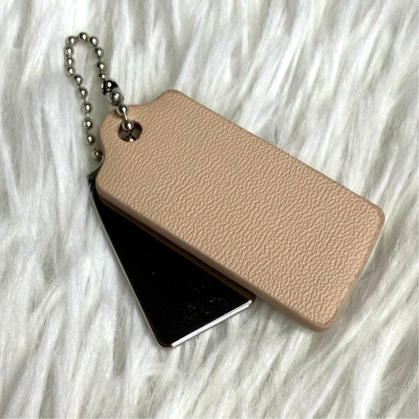 1.5" COACH Cream Silver Hang Tag Key Fob Bag Charm Set