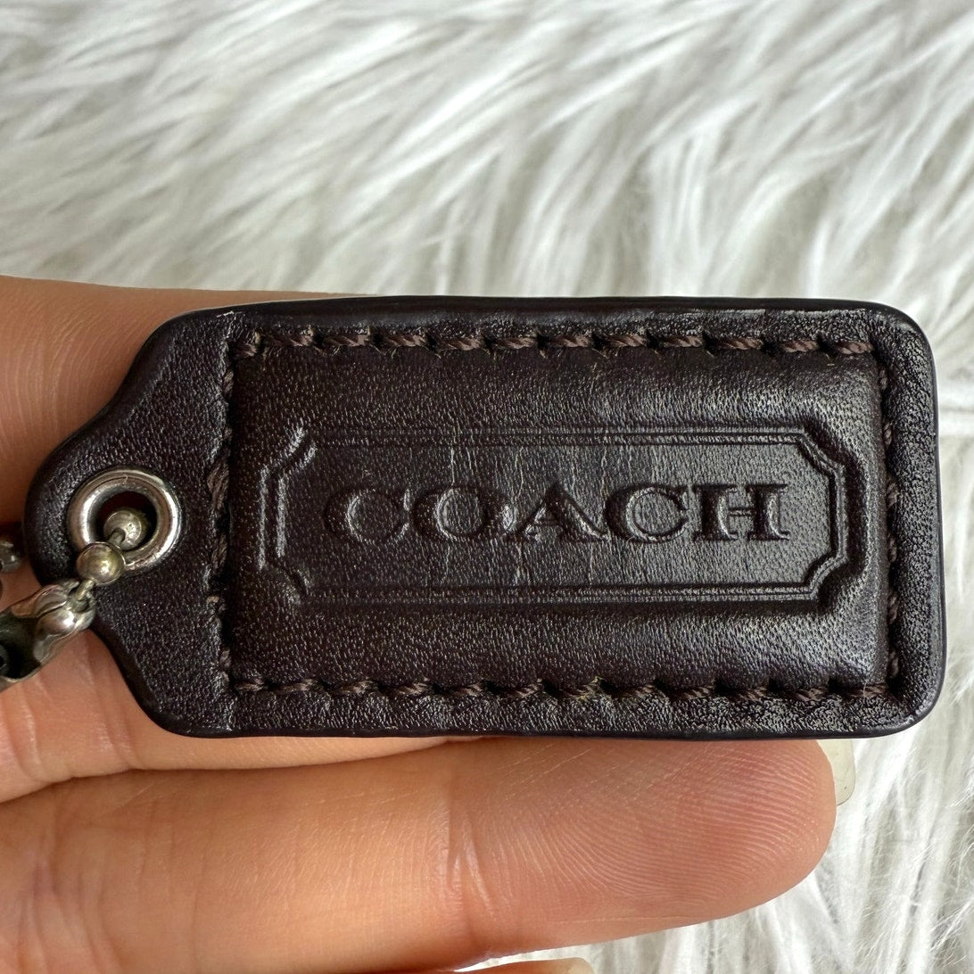 1.5" COACH Brown Fob Bag Charm Hang tag Hangtag