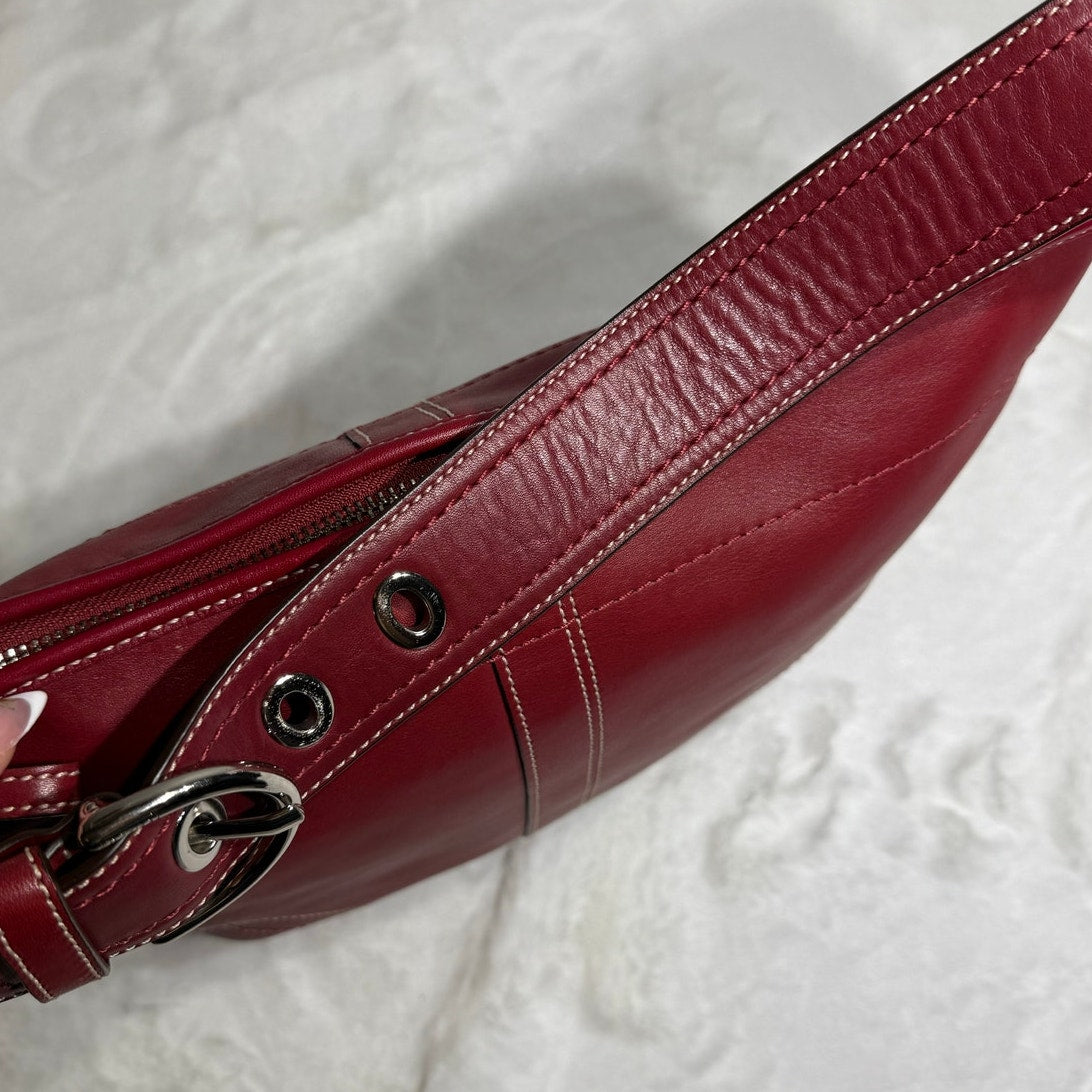 Y2k COACH F10908 Red Solo Hobo Shoulder Bag