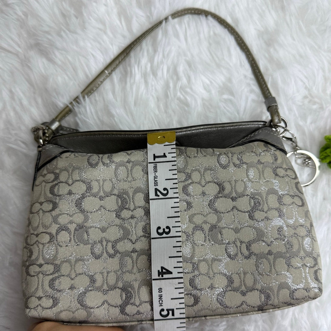 y2k COACH Silver Gray Signature Canvas Mini Purse / Wristlet