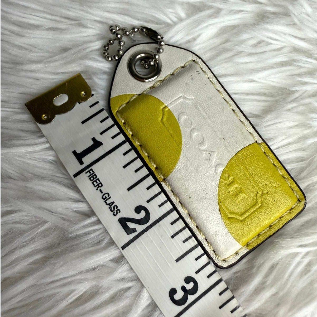 COACH Yellow White Polka Dot Fob Bag Charm Hang tag Hangtag