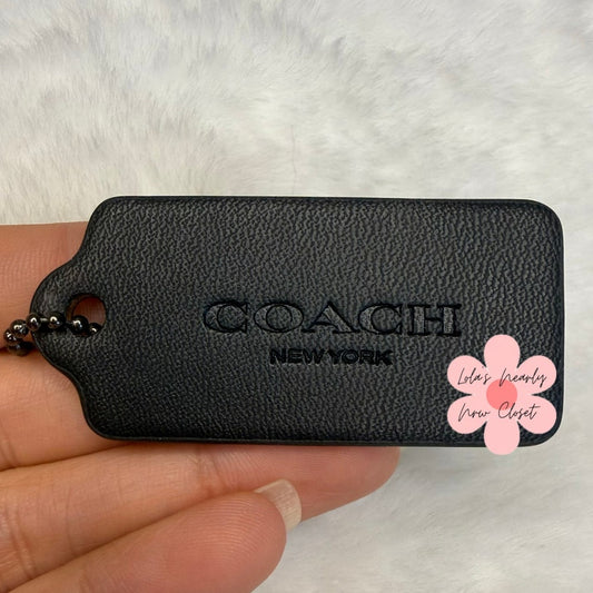 2" COACH Black Fob Bag Charm Hang tag Hangtag