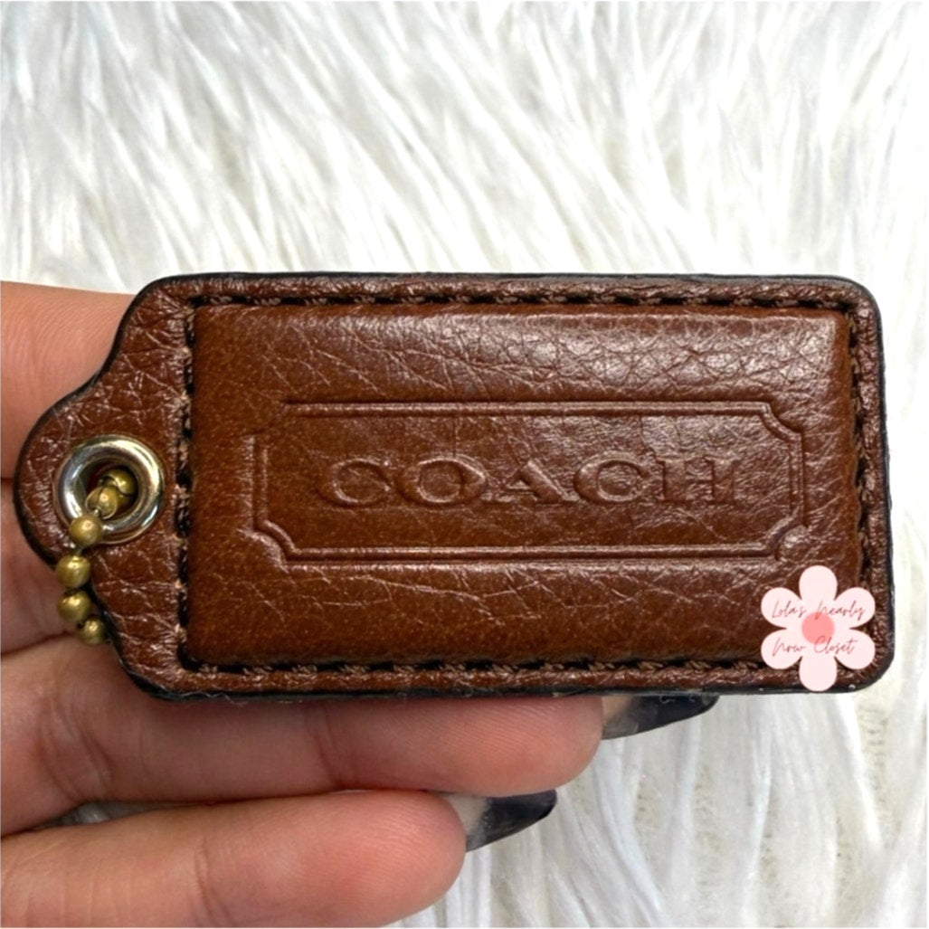 2"  COACH Brown Fob Bag Charm Hang tag Hangtag