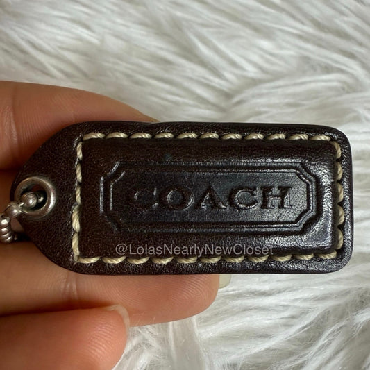 1.5" y2k COACH Brown Fob Bag Charm Hang tag Hangtag