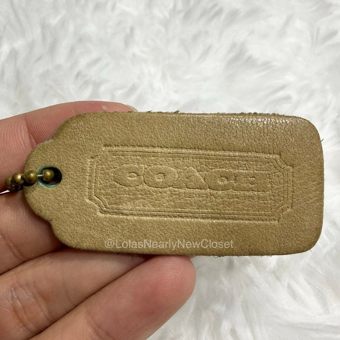 2" Vintage COACH Lightweight Khaki Fob Bag Charm Hang tag Hangtag