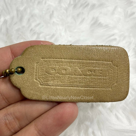 2" Vintage COACH Lightweight Khaki Fob Bag Charm Hang tag Hangtag