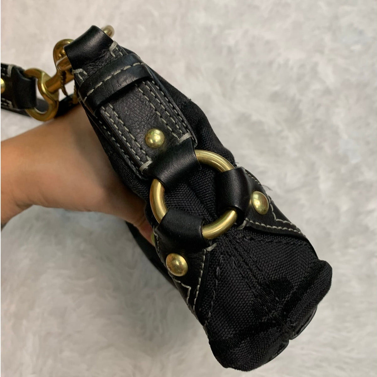 Vintage Coach y2k Carly Canvas Leather Mini Shoulder Bag