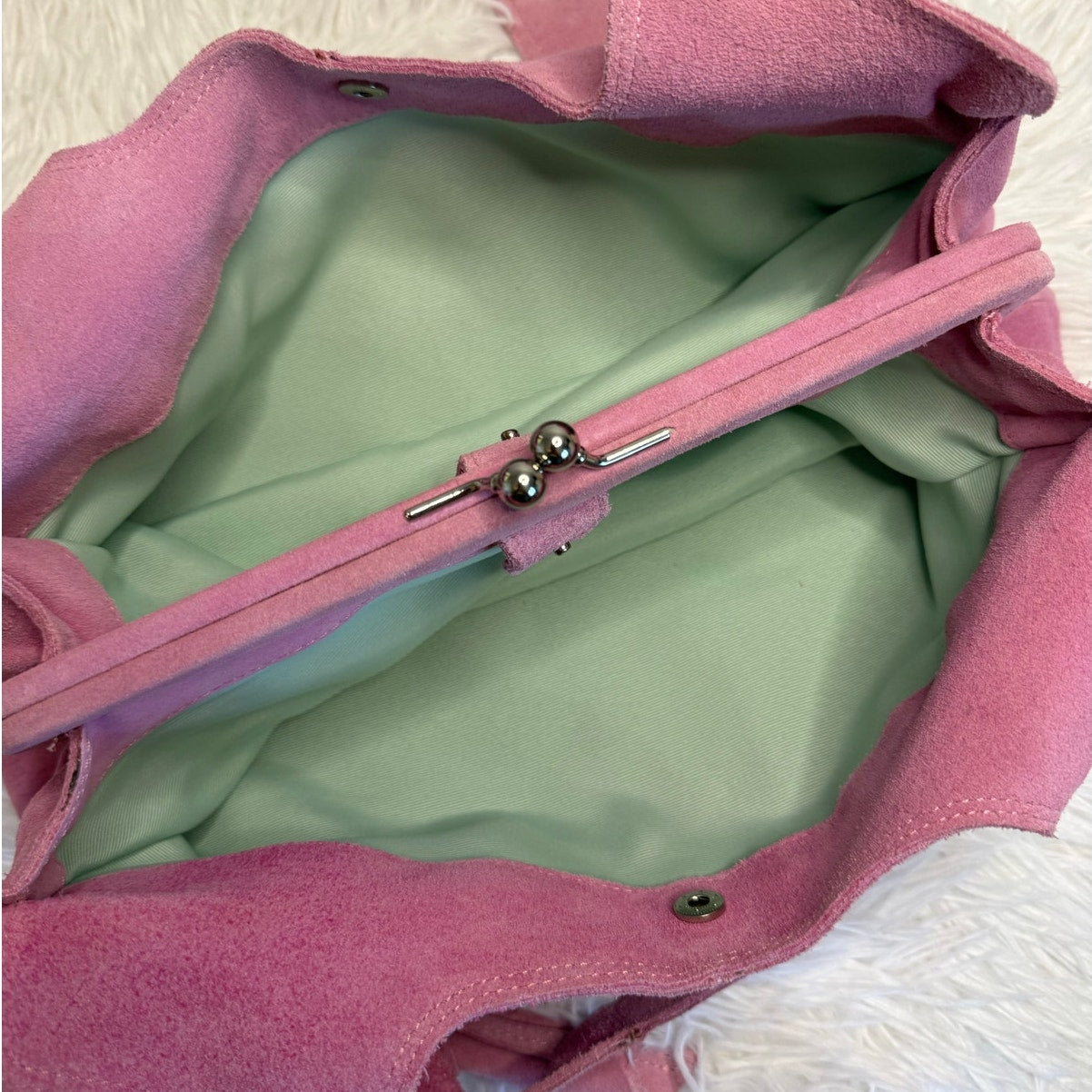 Vintage Anthropologie Nest Pink Suede Purse