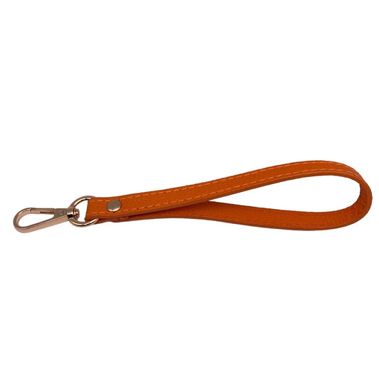Orange and Gold Wrist Strap Bag Strap 20CM PU Leather Handles.