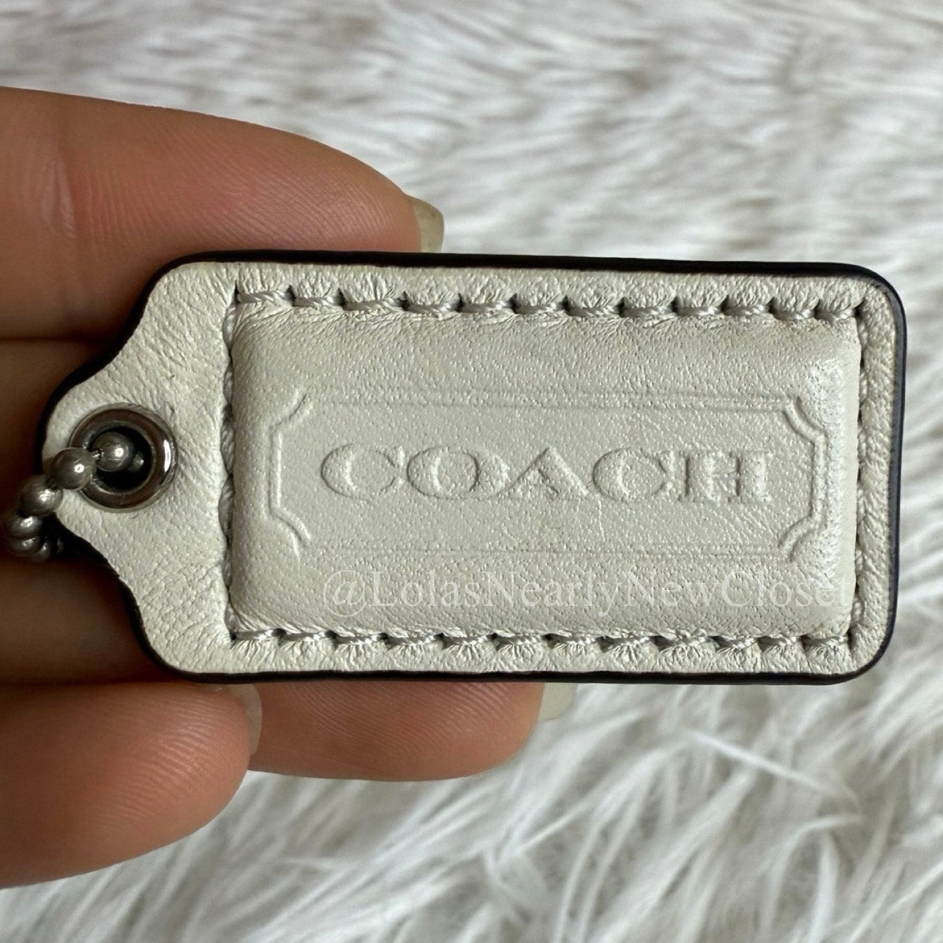 1.5" COACH White Fob Bag Charm Hang tag Hangtag