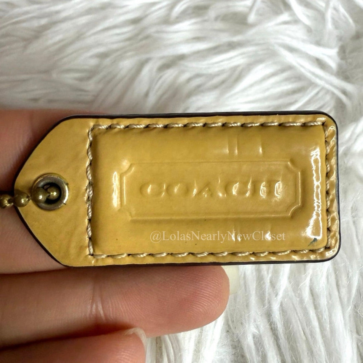 1.5" y2k COACH Yellow Tan Fob Bag Charm Hang tag Hangtag