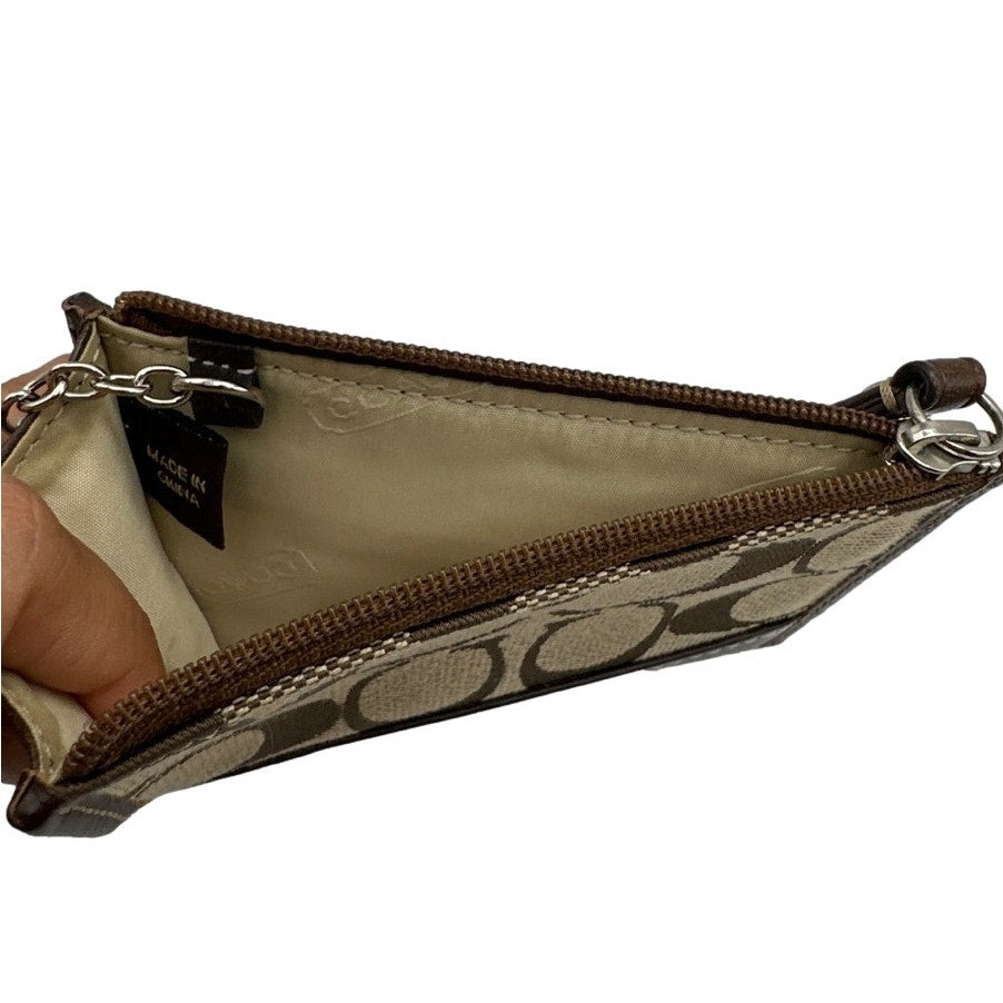 y2k COACH Soho Brown Signature Canvas Coin purse with Keychain