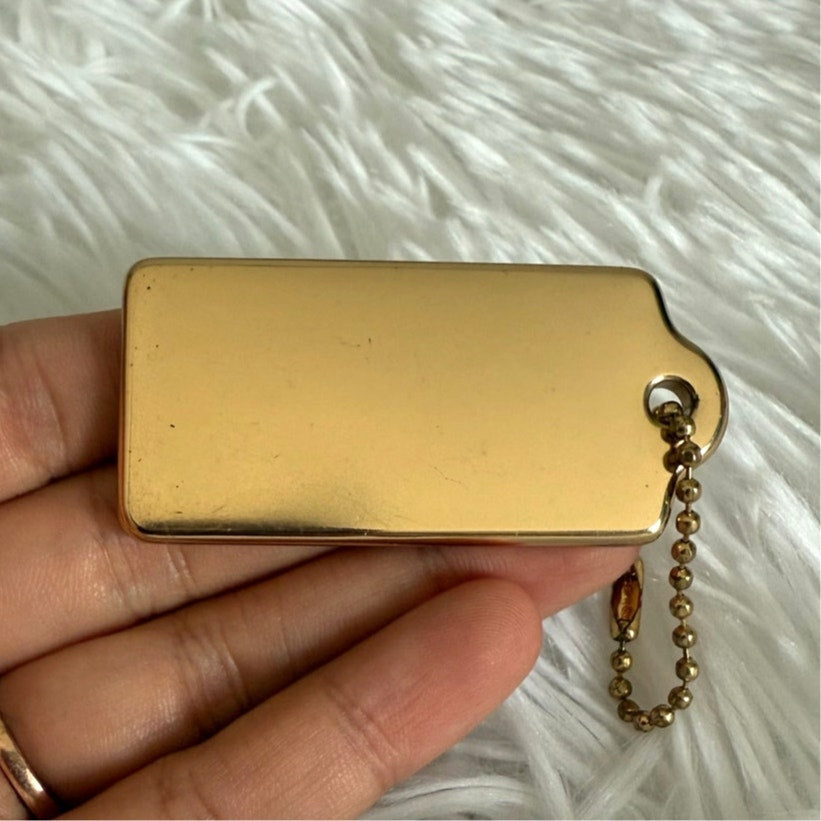 2" COACH Gold Fob Bag Charm Hang tag Hangtag