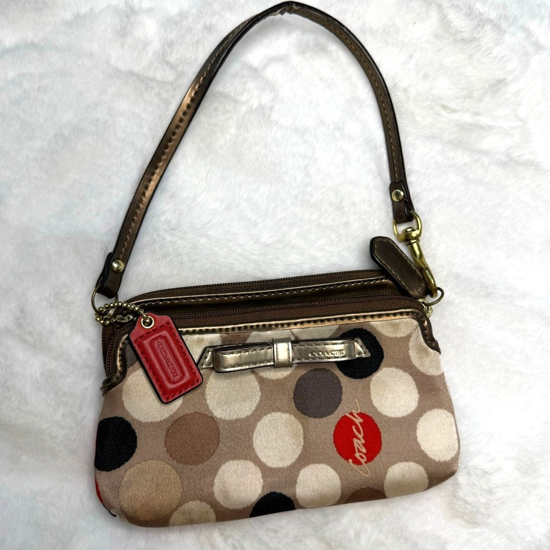 COACH Polka Dot Double Zipper Wristlet
