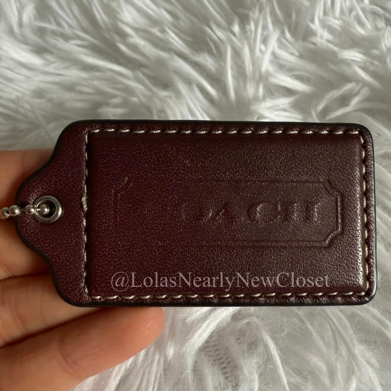 2.5" COACH Dark Maroon Fob Bag Charm Hang tag Hangtag