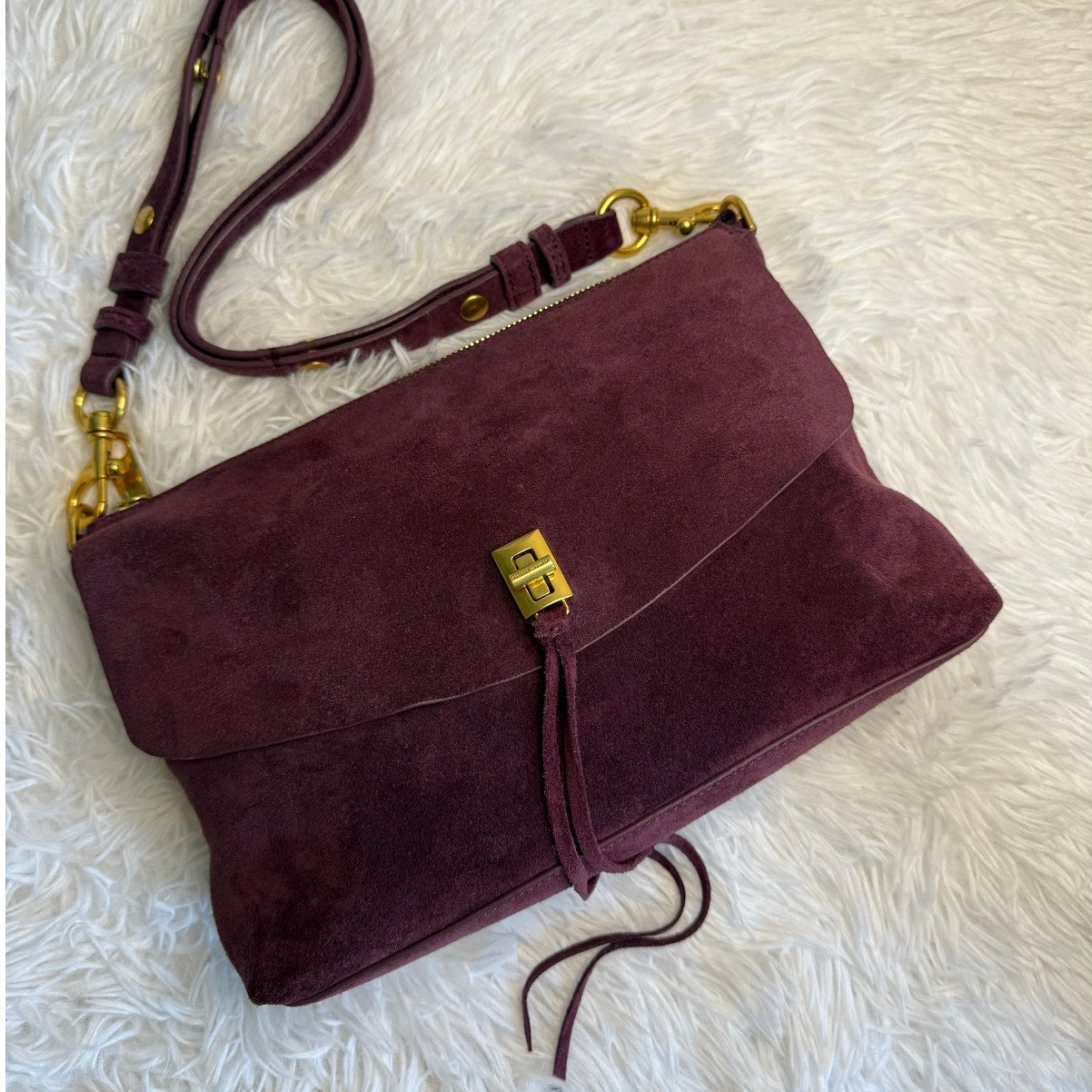 Rebecca Minkoff Darren Top Zip Suede Convertible Shoulder Bag