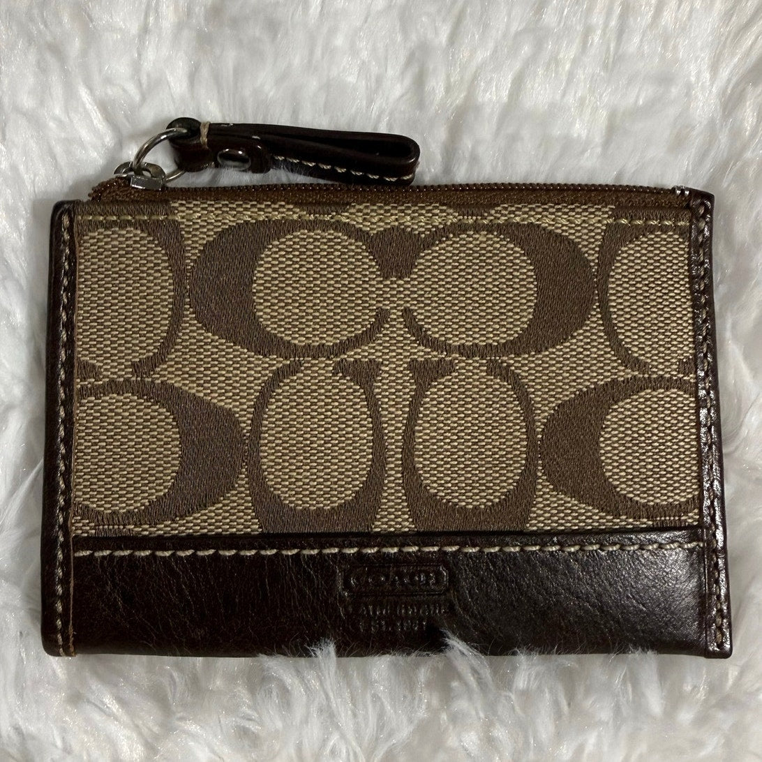 y2k COACH Soho Brown Signature Canvas Coin purse Card Holder Keychain