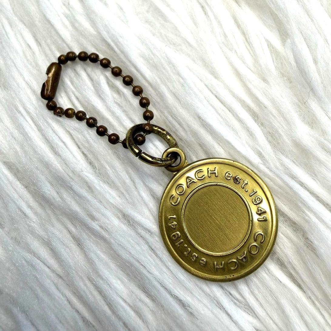 1" Coach Metal Circle Hangtag Hang Tag Bag Charm