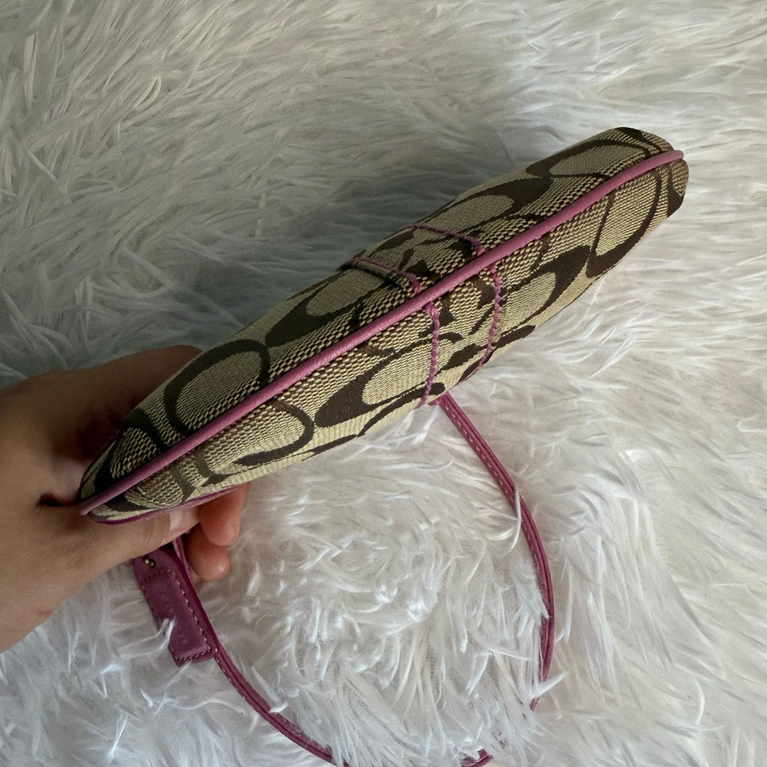 y2k COACH Pink Brown Signature Wristlet
