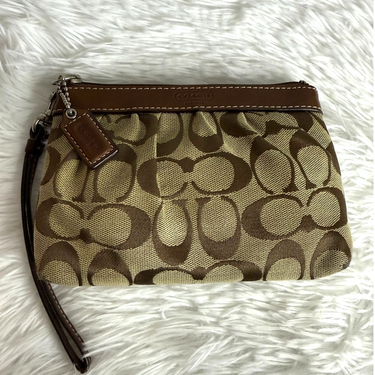 COACH y2k Brown Signature Canvas Wristlet