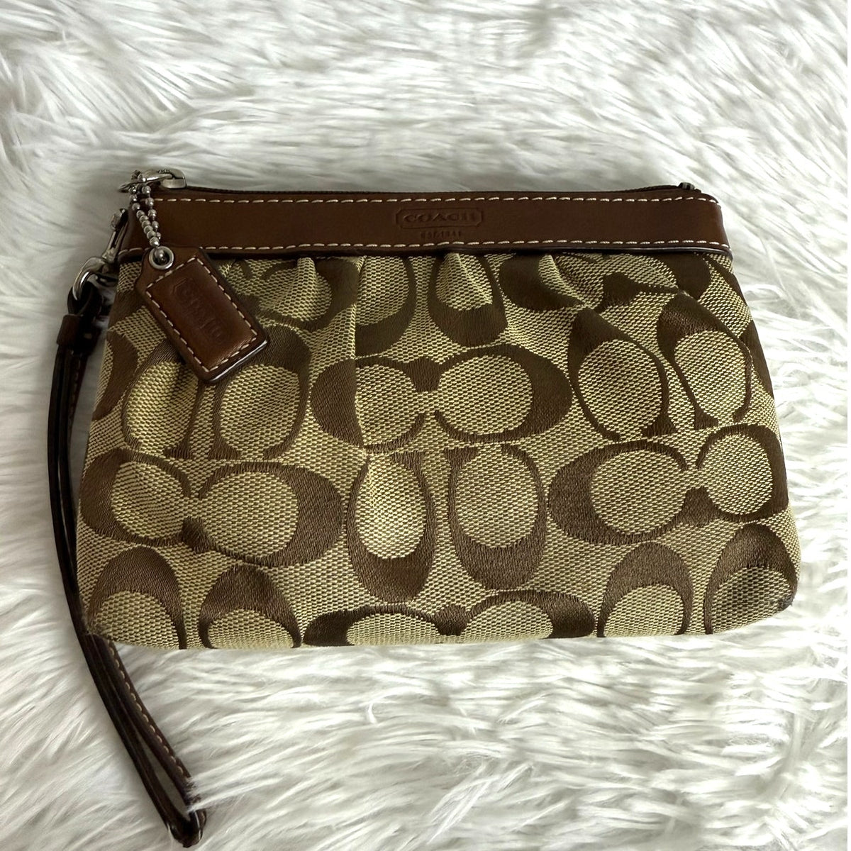 COACH y2k Brown Signature Canvas Wristlet