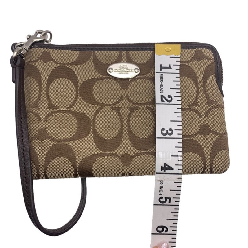 COACH Brown Signature Canvas Wristlet