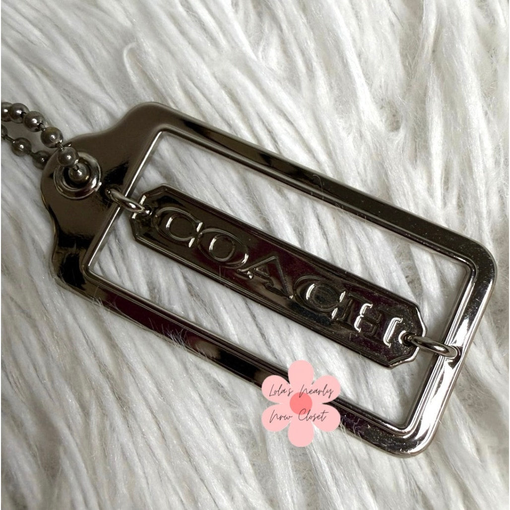 2.5" COACH Signature Metal  Fob Bag Charm Hang tag Hangtag