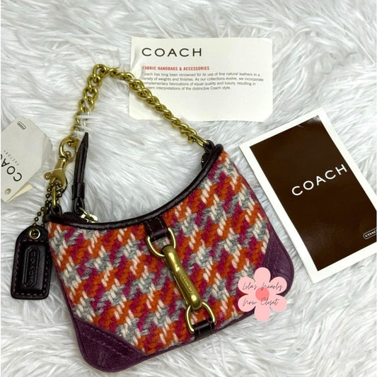 NWT Vintage COACH y2k Rare Hampton Houndstooth Coin Purse Bag Charm